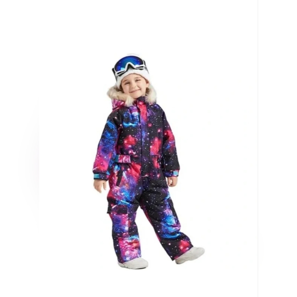 Kids Blue Magic "BGX" galaxy-patterned one-piece snowsuit Size 150